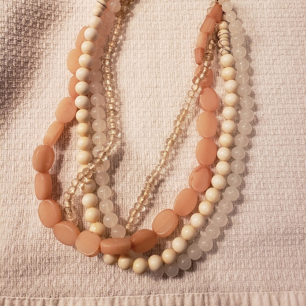 4-Strand Layered Necklace -Classy Neutral Beads